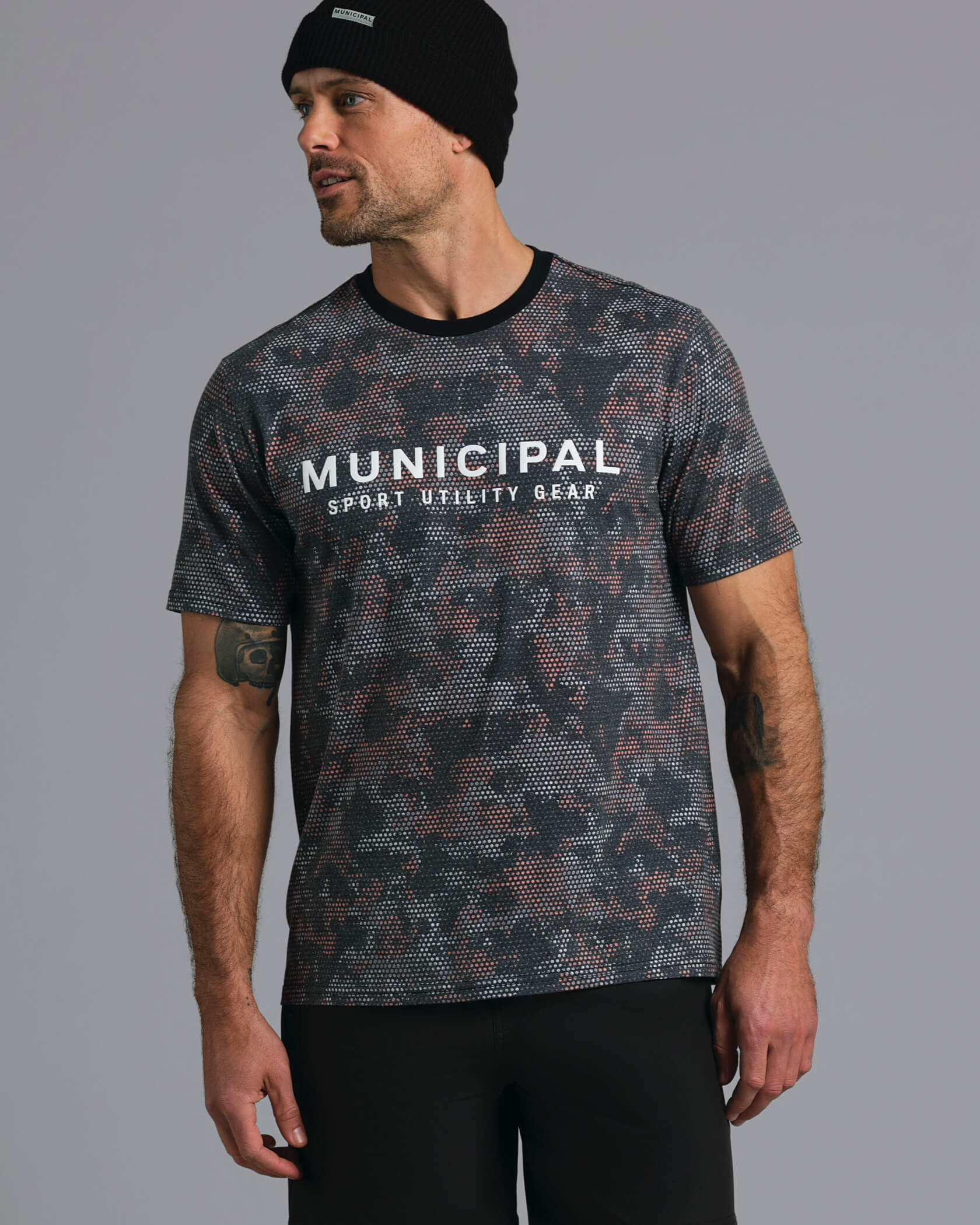 4:AM Club T-Shirt |Salmon Tech Camo| front