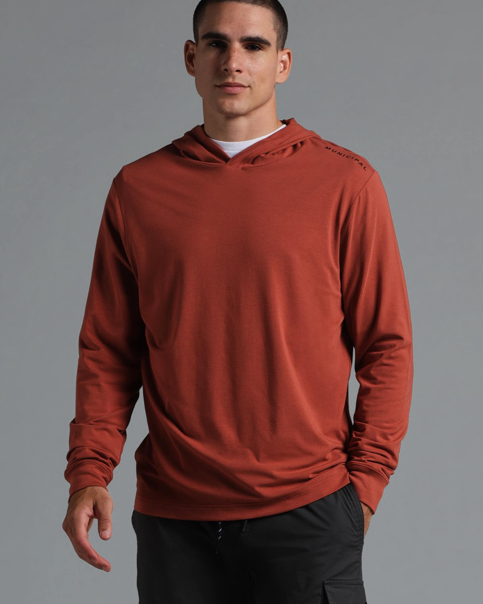 Enduro Stretch LS Hooded T-Shirt |Mineral Red| front