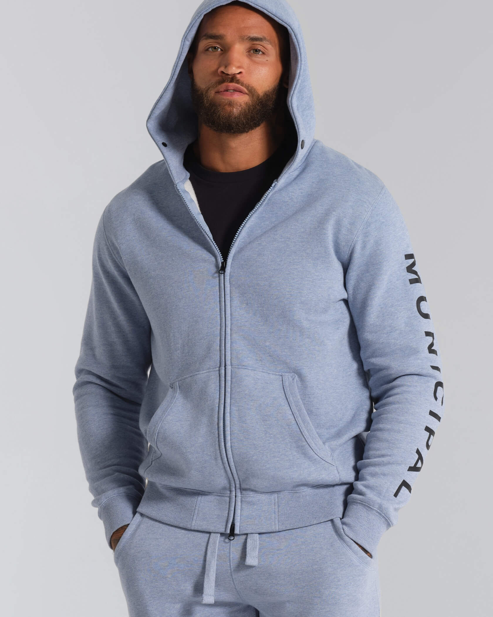 Gameday Full Zip Hoodie |Ash Blue Heather| front