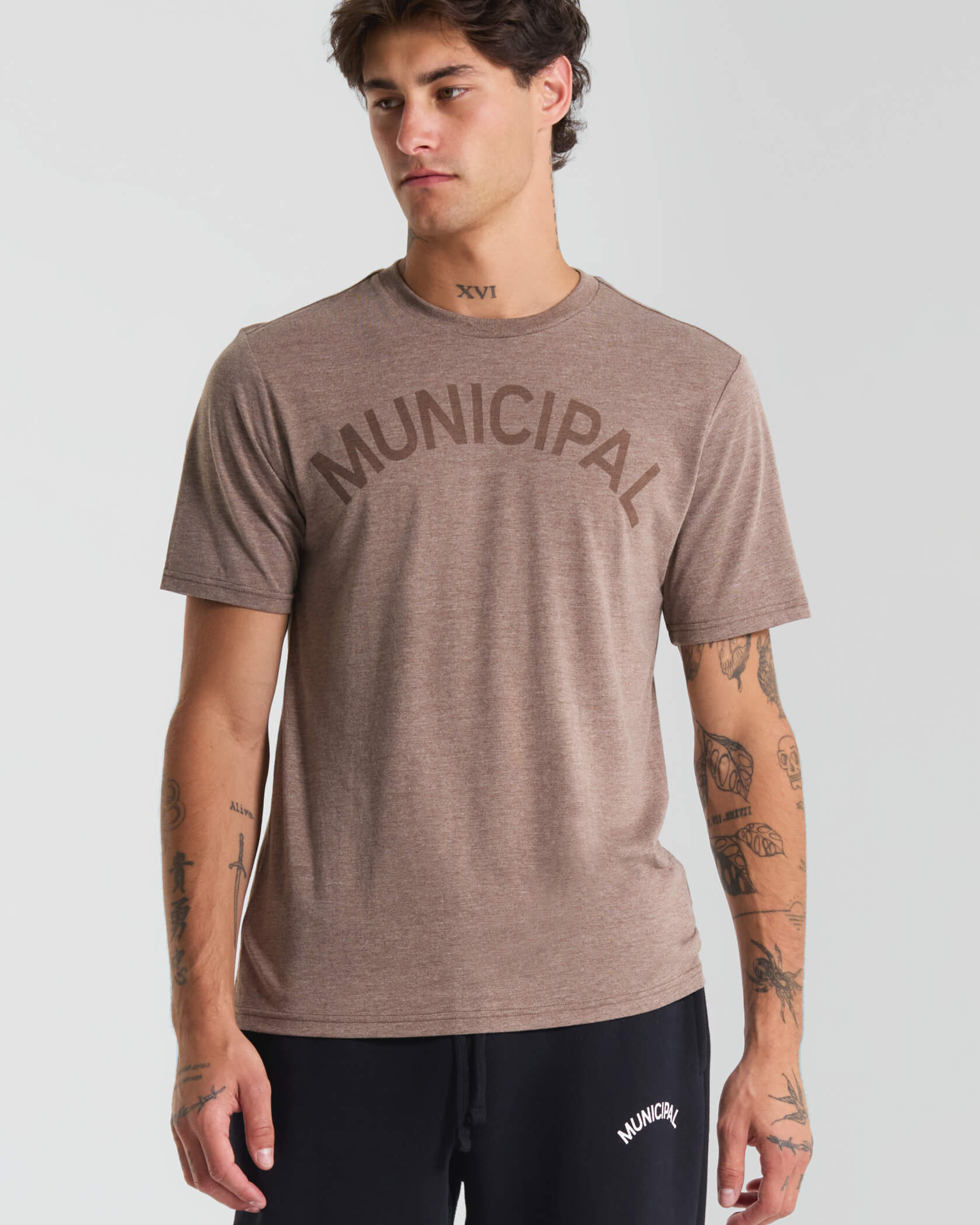 Origin SuperBlend T-Shirt |Chocolate Heather / Tan| front