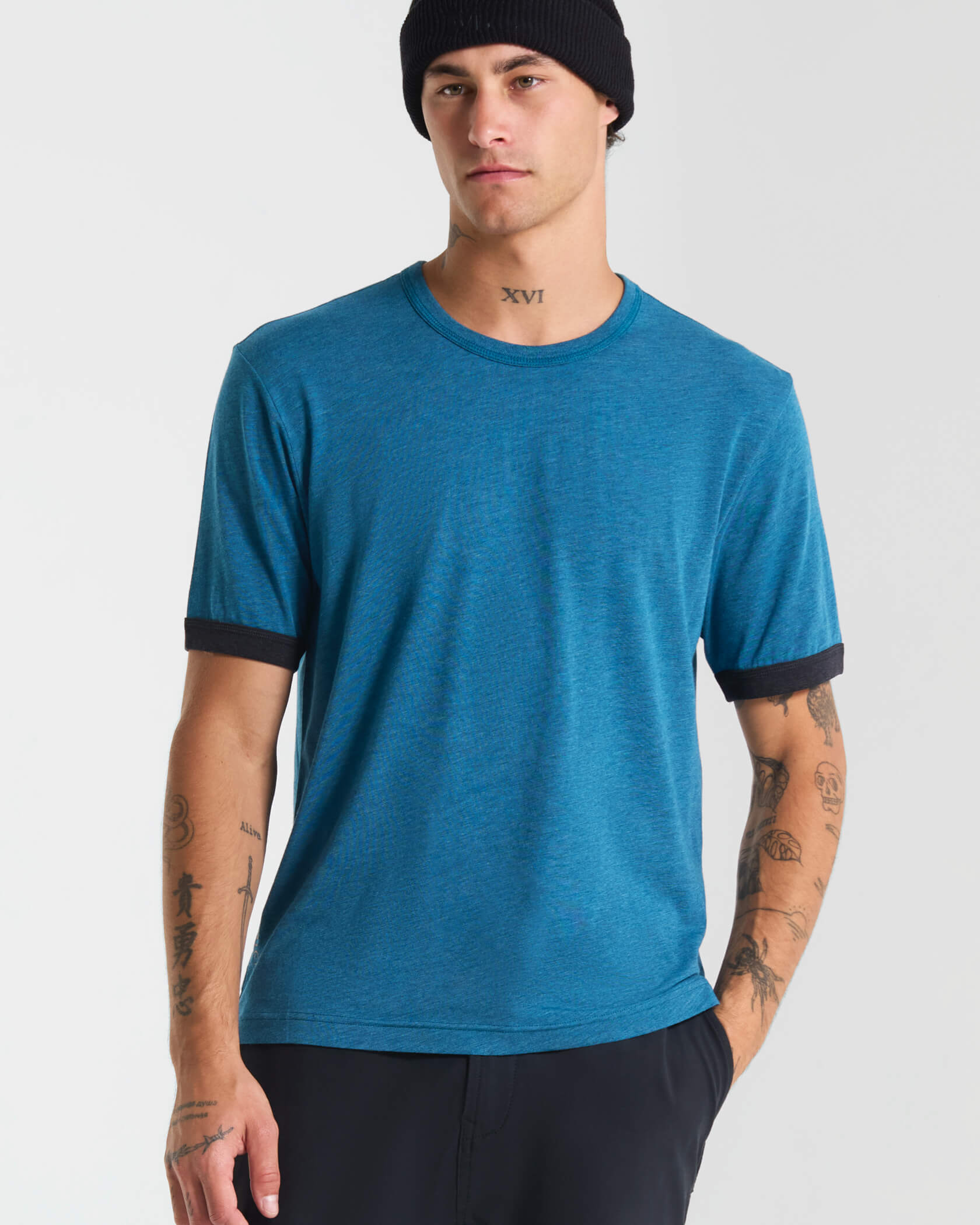 Ringer T-Shirt |Blue Wing Heather / Black Heather| front