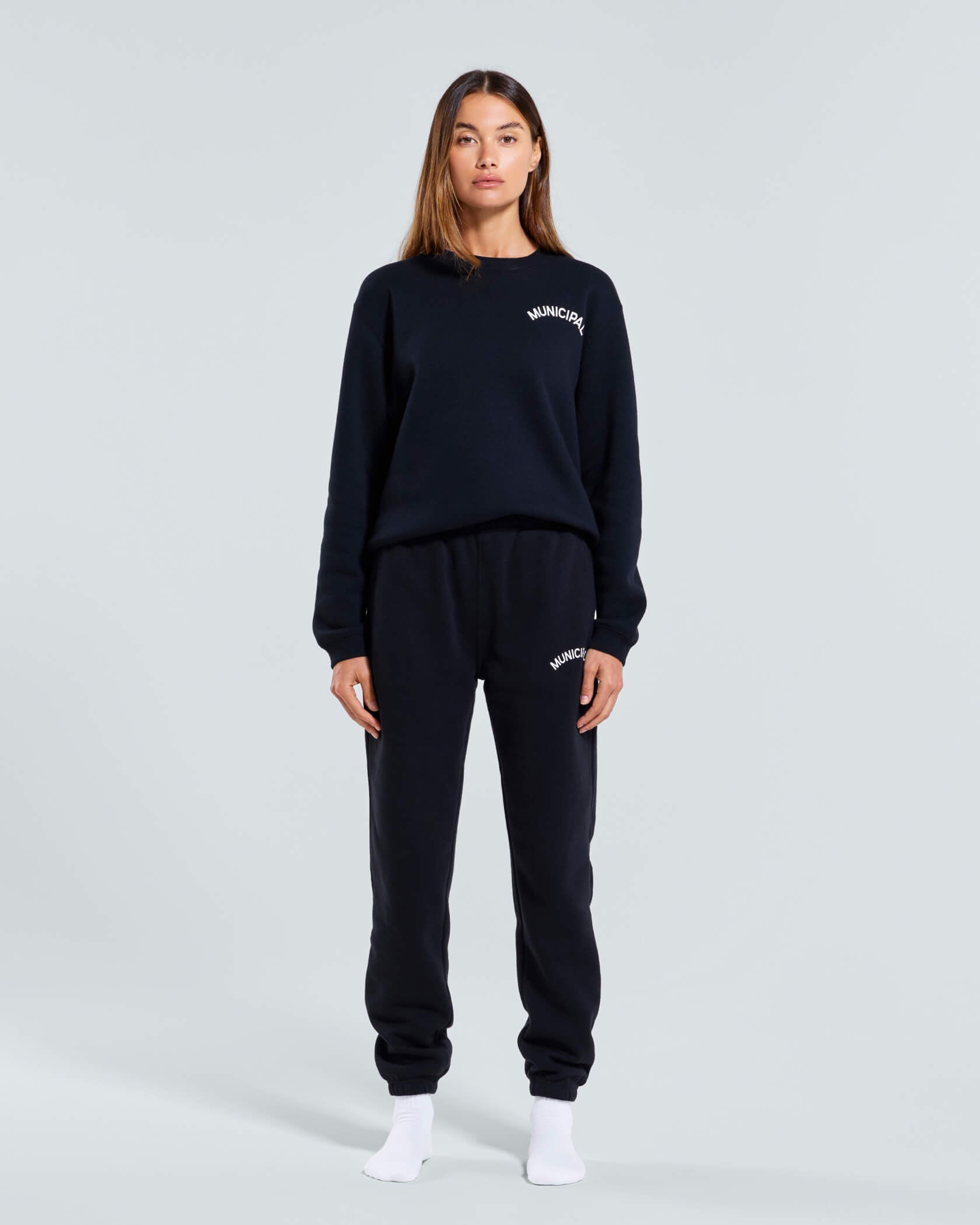 Women's Varsity Sweatpants |Black / White| front