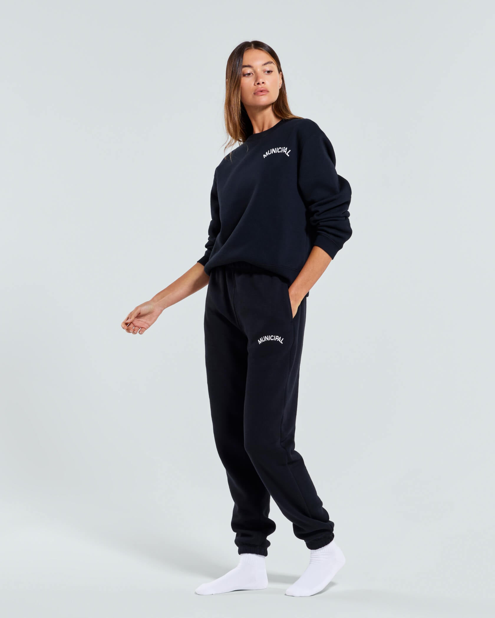 Women's Varsity Sweatpants |Black / White| side